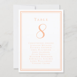 Carte de numéro de table pour liste d'invités de m