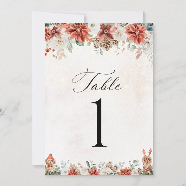 Carte de numéro de table pour mariage d'hiver (Devant)