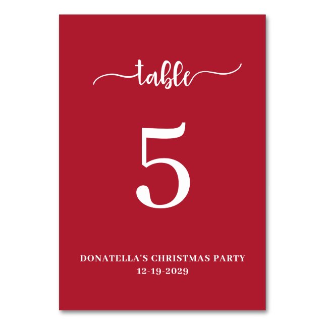 Carte de numéro de table pour soirée de Noël (Par défaut)