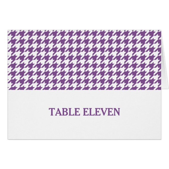 Carte de numéro de table pourpre Houndstooth (Devant horizontal)