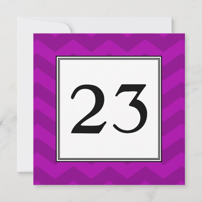 Carte de numéro de table Purple Chevron Stripes (Devant)