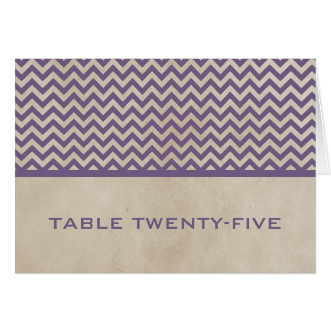 Carte de numéro de table Purple Chic Chevron (Devant horizontal)