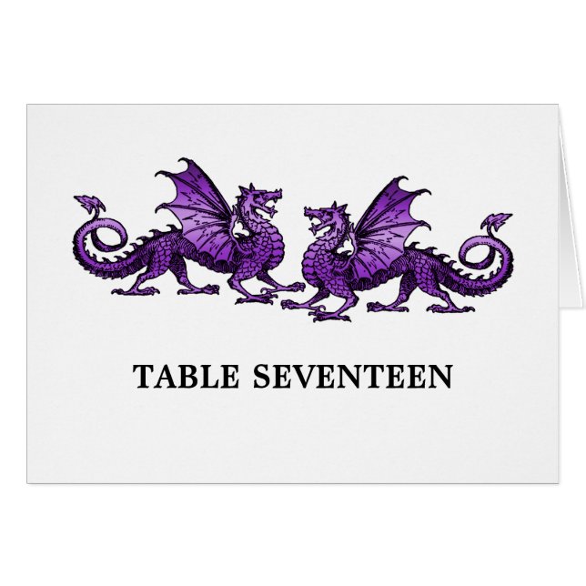 Carte de numéro de table Purple Elegant Dragons (Devant horizontal)