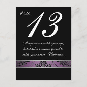 Carte de numéro de table Purple Lapis Damask