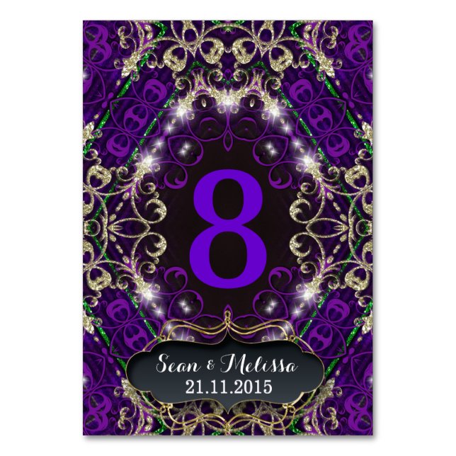 Carte de numéro de table Purple Magic Gold Sparkle (Par défaut)