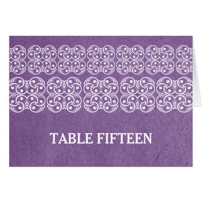 Carte de numéro de table Purple Modern Bohemian (Devant horizontal)