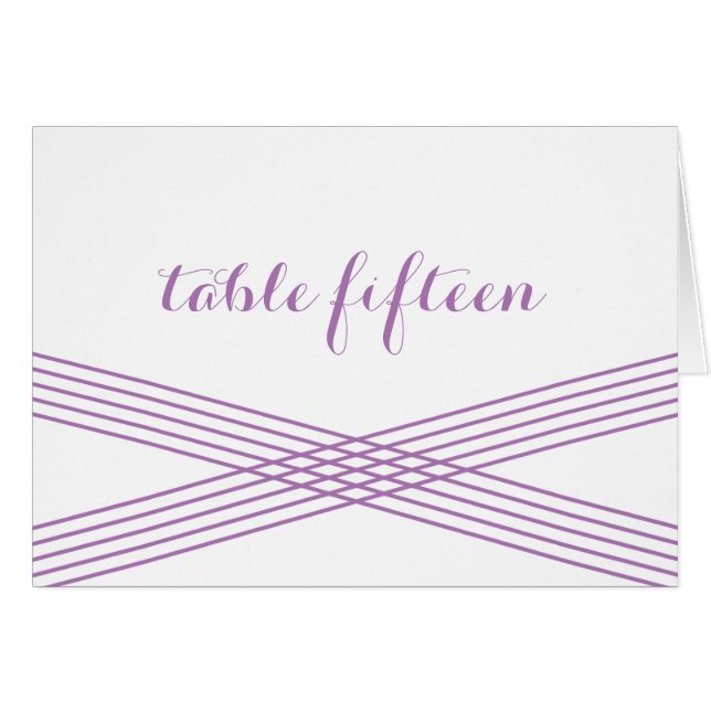Carte de numéro de table Purple Modern Deco (Devant horizontal)
