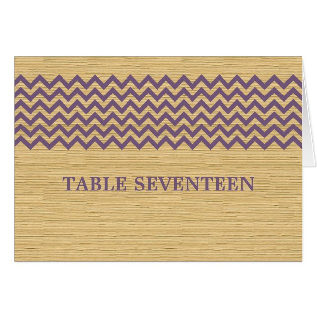 Carte de numéro de table Purple Rustic Chevron (Devant horizontal)