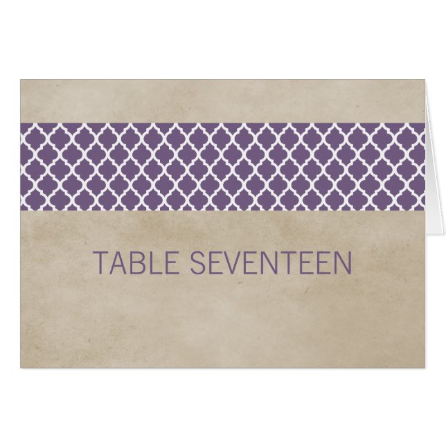 Carte de numéro de table Purple Rustic Quatrefoil (Devant horizontal)