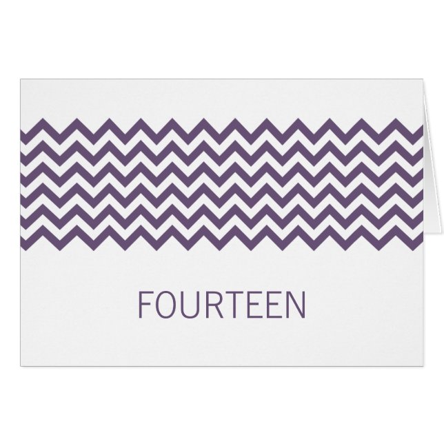 Carte de numéro de table Purple Simple Chevron (Devant horizontal)