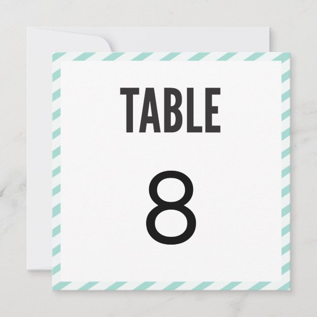 Carte de numéro de table rayée Carnaval Bleu sarce (Devant)