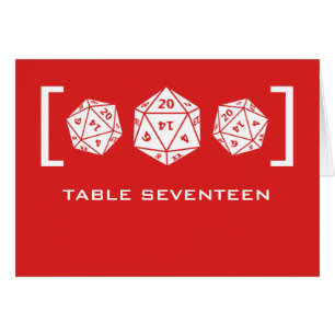 Carte de numéro de table Red D20 Dice Gamer