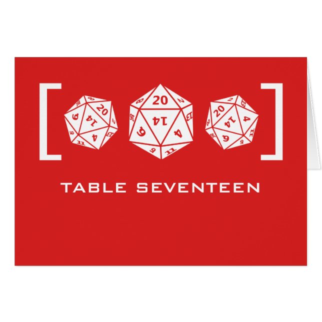 Carte de numéro de table Red D20 Dice Gamer (Devant horizontal)