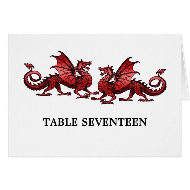 Carte de numéro de table Red Elegant Dragons (Devant horizontal)