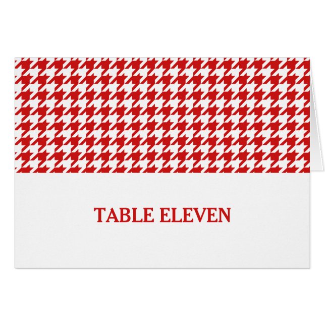 Carte de numéro de table Red Houndstooth (Devant horizontal)