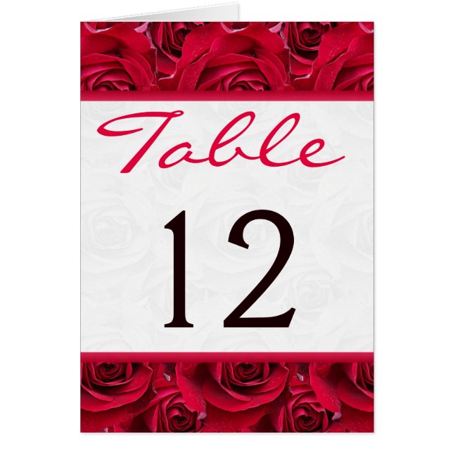 Carte de numéro de table Red Roses Galore (Devant)