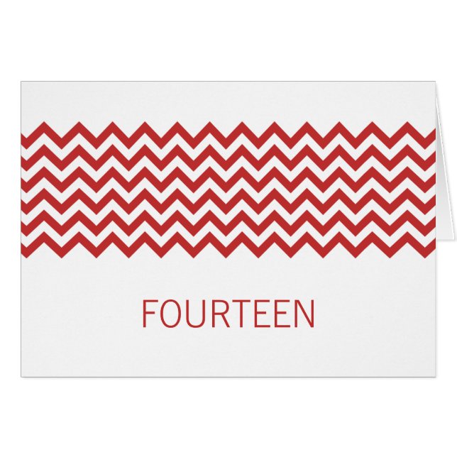 Carte de numéro de table Red Simple Chevron (Devant horizontal)
