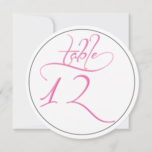 Carte de numéro de table rond 12 en écriture calli