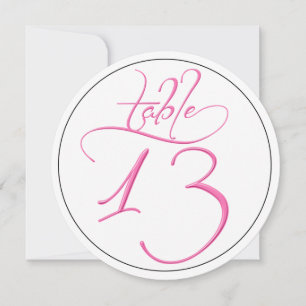 Carte de numéro de table rond 13 en écriture calli