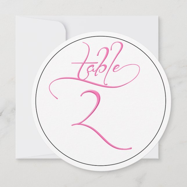 Carte de numéro de table rond 2 écriture calligrap (Dos)