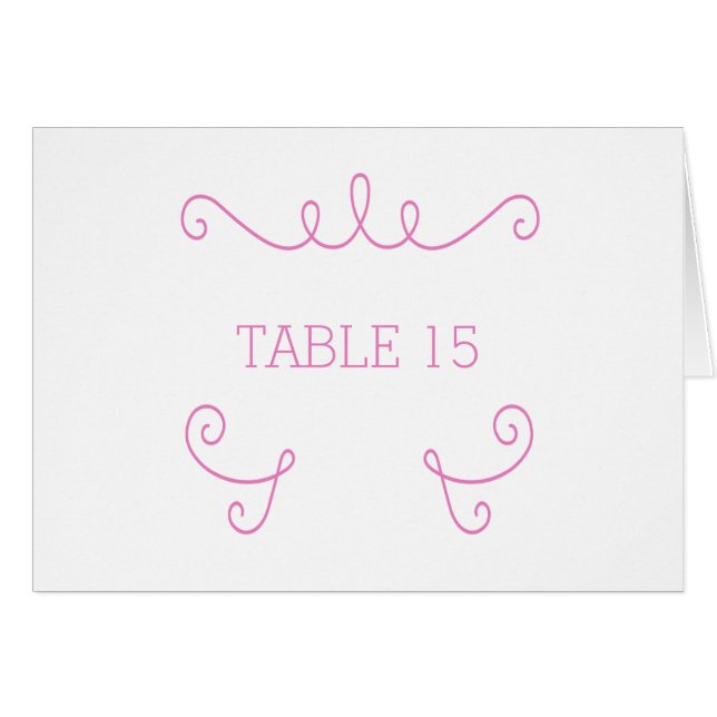 Carte de numéro de table rose blanc (Devant horizontal)
