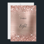 Carte de numéro de table rose doré pailleté 5x7 en<br><div class="desc">Ces numéros de table de mariage sont imprimés sur du papier cartonné d'invitation 5x7. Personnalisez et ajoutez chaque numéro de table que vous souhaitez à votre commande individuellement. Vous pouvez personnaliser la taille et le style de police selon vos besoins pour correspondre à la décoration de votre table de mariage....</div>