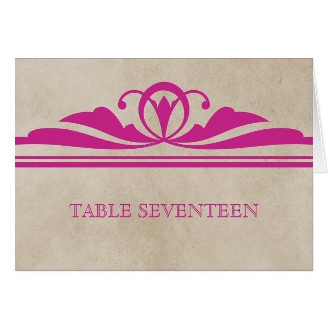 Carte de numéro de table rose Elegant Deco (Devant horizontal)