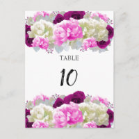 Carte de numéro de table Rose et Pivoines Rose
