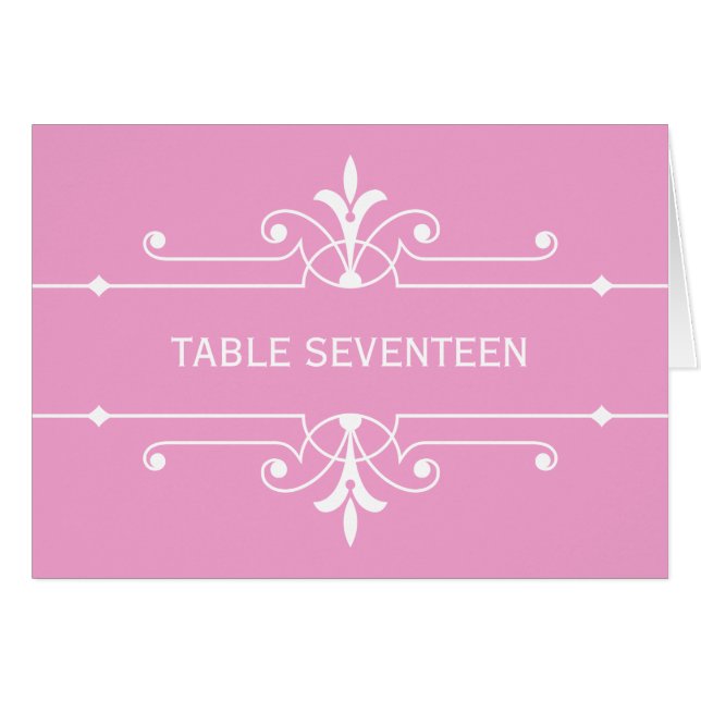 Carte de numéro de table rose fantaisie (Devant horizontal)
