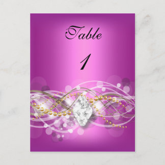 Carte de Numéro de Table Rose Or Diamant Joyau