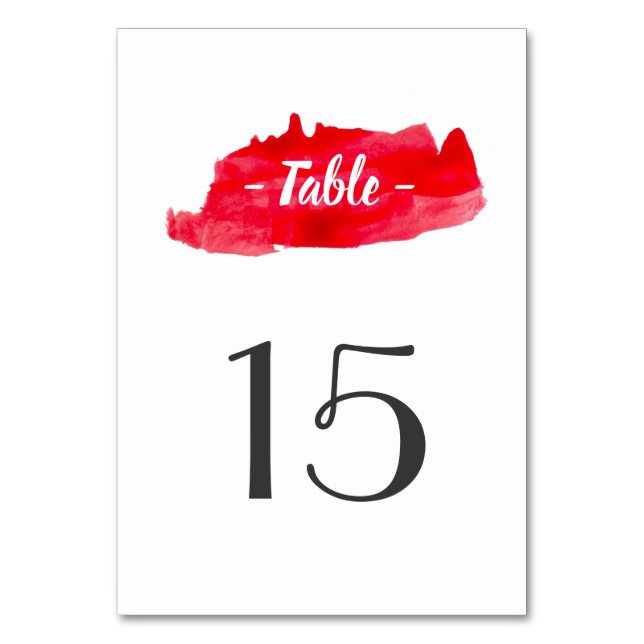 Carte de numéro de table rouge de l'aquarelle roma (Par défaut)