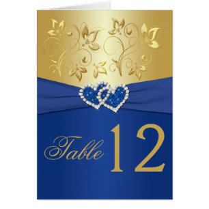Carte de numéro de table Royal Blue and Gold Flora