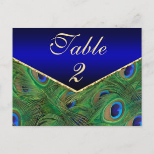 Carte de numéro de table Royal Blue Peacock