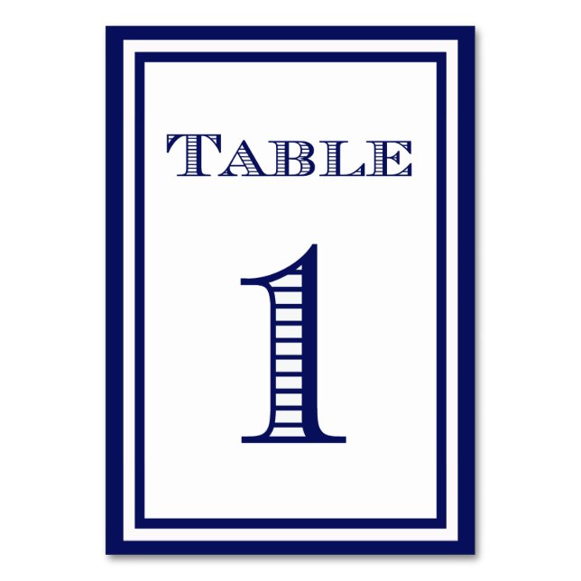 Carte de numéro de table simple encadrée de bleu m (Dos)