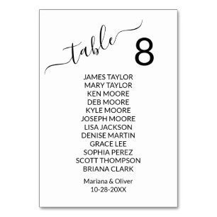 Carte de numéro de table simple et élégante avec d