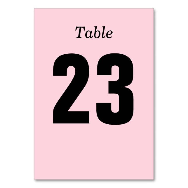 Carte de numéro de table simple, rose et noire (Par défaut)