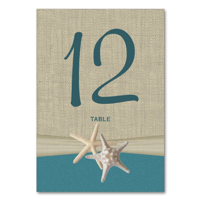 Carte de numéro de table Starfish and Burlap (Par défaut)