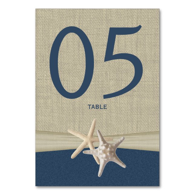 Carte de numéro de table Starfish and Burlap (Par défaut)