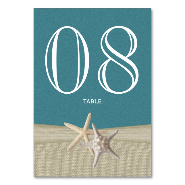 Carte de numéro de table Starfish and Burlap (Par défaut)