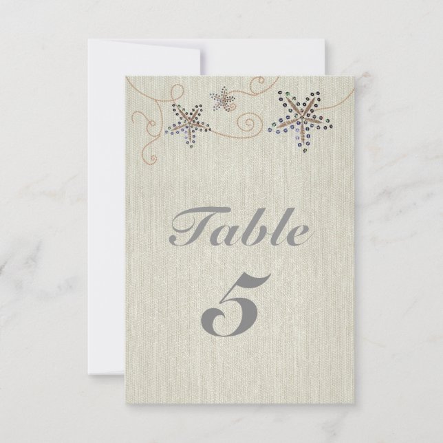 Carte de numéro de table STARFISH ELEGANCE Fête de (Devant)