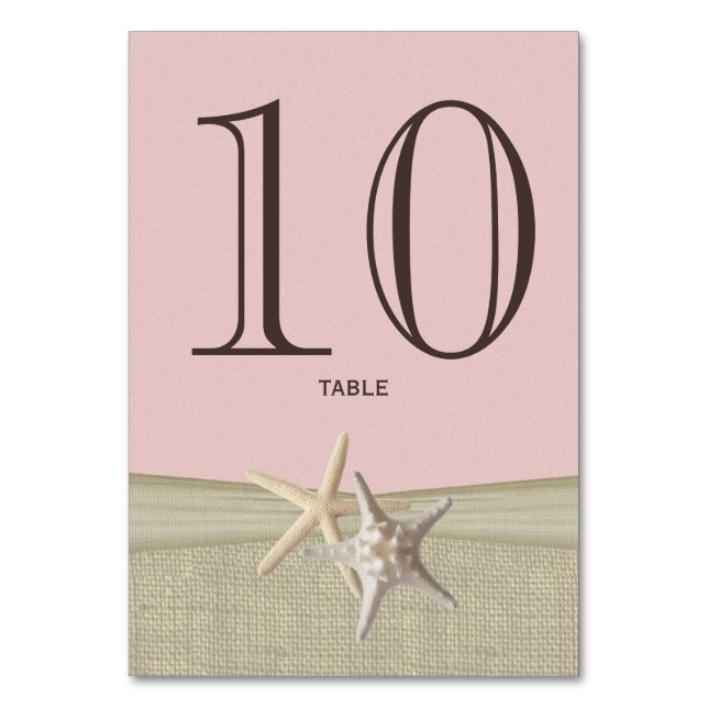 Carte de numéro de table Starfish et Burlap Pink (Par défaut)