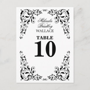 Carte de numéro de table Stylé Black and White Swi