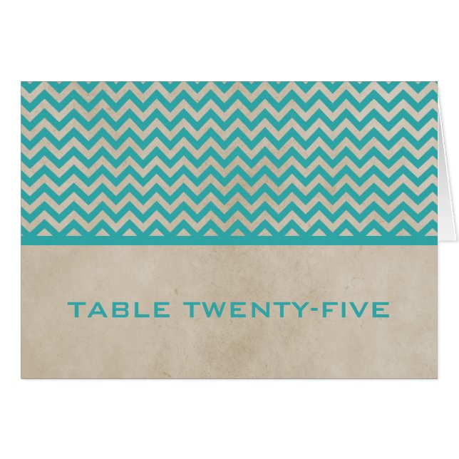 Carte de numéro de table turquoise Chic Chevron (Devant horizontal)