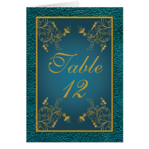 Carte de numéro de table Turquoise Gold