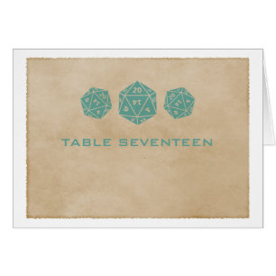 Carte de numéro de table turquoise Grunge D20 Dice