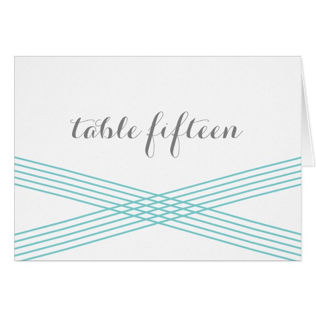 Carte de numéro de table Turquoise Modern Deco (Devant horizontal)