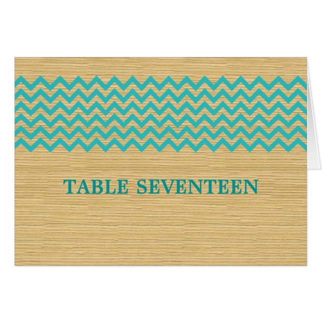 Carte de numéro de table turquoise Rustic Chevron (Devant horizontal)