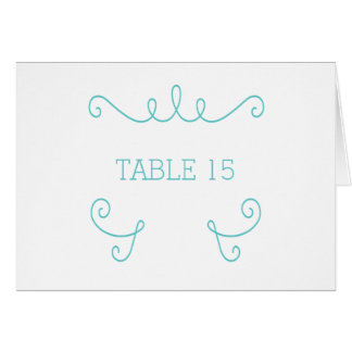 Carte de numéro de table turquoise Whimsical Flour