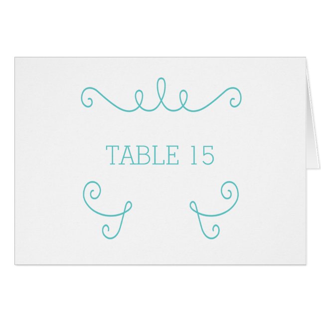 Carte de numéro de table turquoise Whimsical Flour (Devant horizontal)