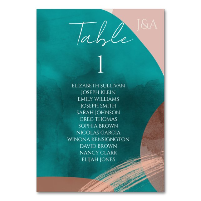 Carte de numéro de table WATERCOLOR ABSTRAITE (Par défaut)